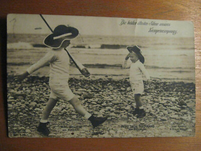 Adel um 1915 Porträt Postkarte A.K. 2 Söhne das Kronprinzenpaares-postcard