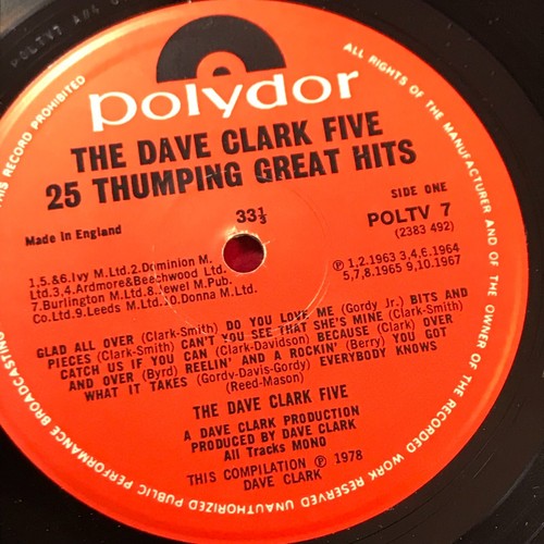 DAVE CLARK FIVE 25 Thumping Great Hits 1978 UK Vinyl LP Glad All Over Because ** - Picture 5 of 6