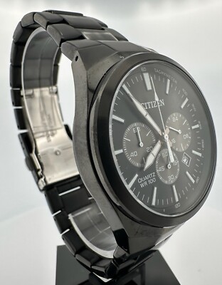 CITIZEN クォーツ腕時計 ブラック All Black Citizen Chronograph Men's Watch WR-100 GN-4-S 0520
