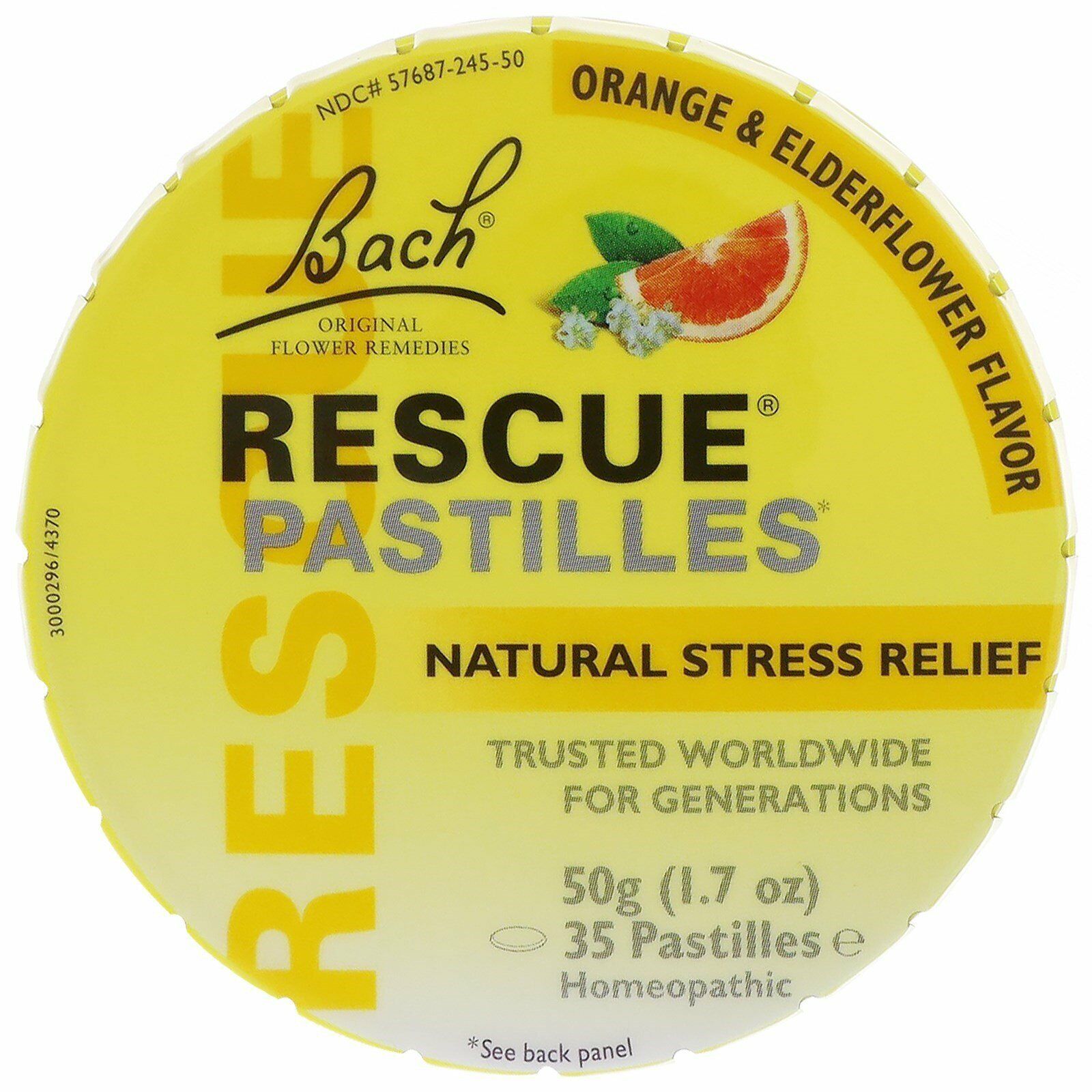 Original Flower Remedies, Rescue Pastilles, Natural Stress Relief, Orange &