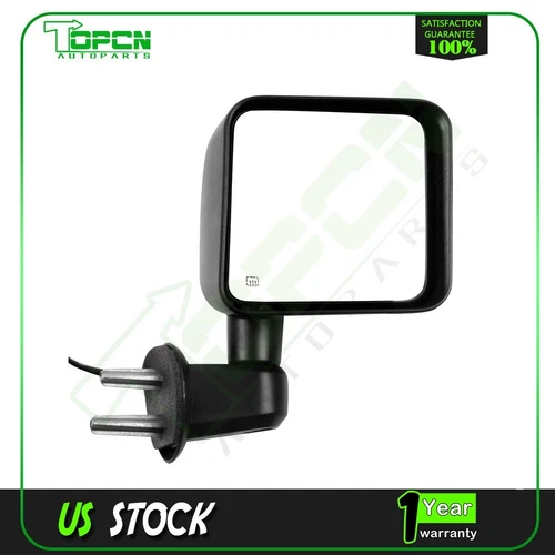 Passenger Side For 2007-2017 Jeep Wrangler Black Mirror Manual Fold Power Heated