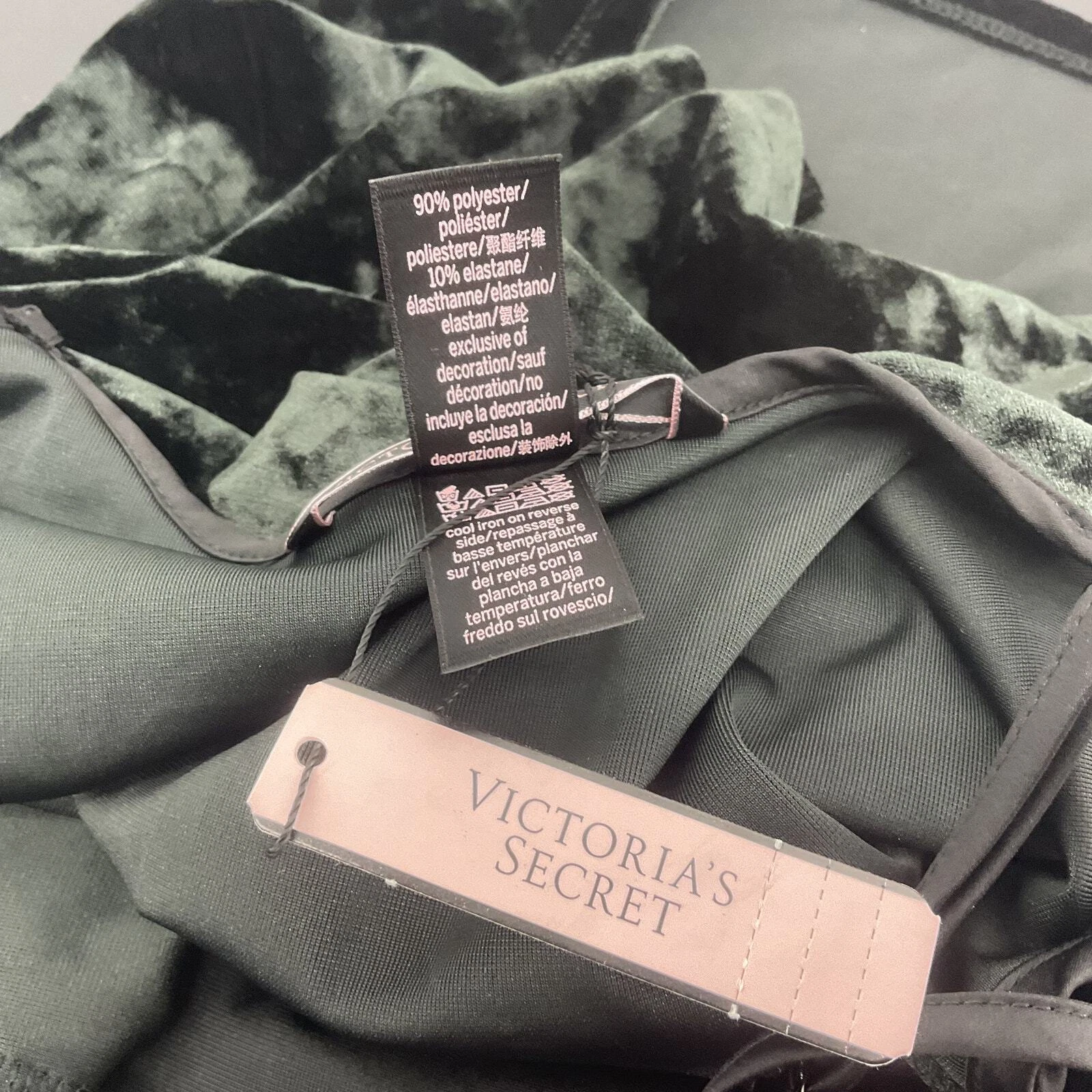 UNDERCOVER Abito donna Victoria's Secret grigio antracite velluto schiacciato poli misto slip XS S