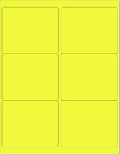 Yellow Fluorescent Labels, Size - 4 x 3-1/3 - 6 Per Page 600 Labels