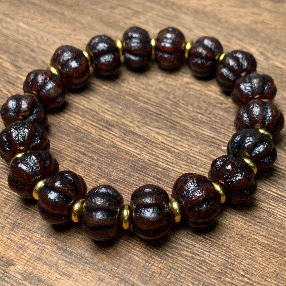 Старый Тибет натуральный красный агат тыквы форме браслет dzi бисер - Изображение 2 из 4