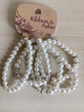 Pearl effect Bracelets x 5 - Ribbon & Asher - Mothers Day Gift - New