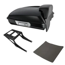 Matte Black Razor Trunk Backrest Pad Mount Fit For Harley Fatboy 08-17