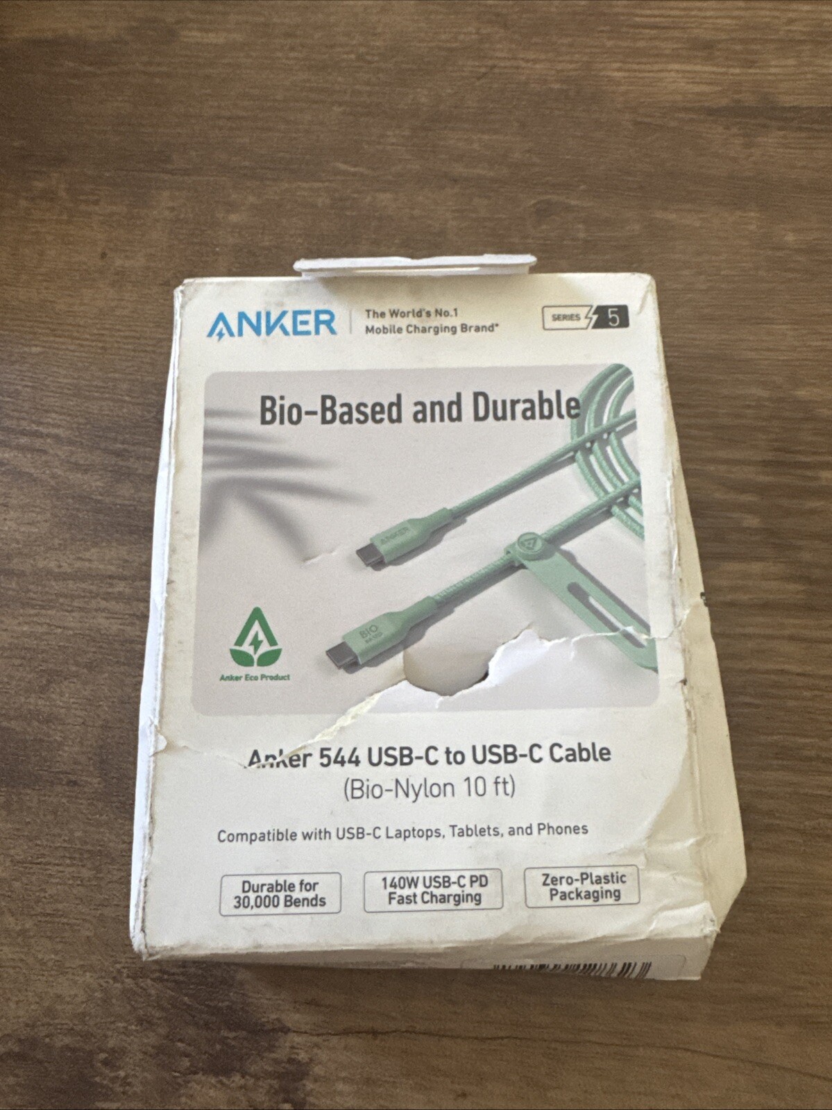 Anker 544 10ft Green 140W USB-C to USB-C Bio-Nylon Cable Open Box