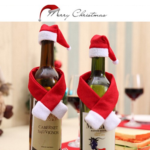 2-10x-Set-christmas-santa-wine-bottle-bag-cover-xmas-dinner-party-table-decor-HC