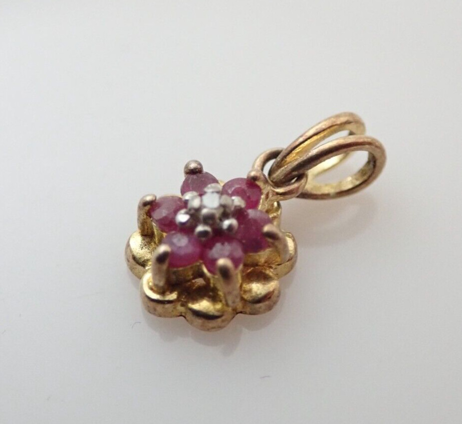 Ross Simons Signed Ruby Diamond Flower Sterling S… - image 3