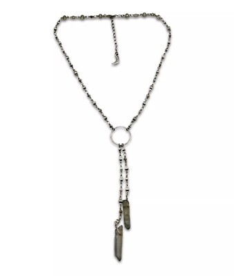 Luna Norte Silver Lariat Style Quartz Crystal Necklace 15-18 
