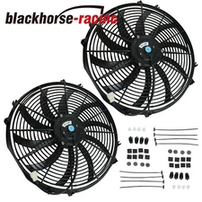 2PCS BLACK 16" ELECTRIC RADIATOR/ENGINE COOLING FAN+MOUNTING ZIP TIE KIT