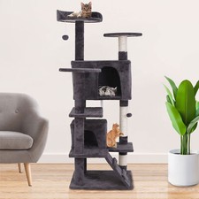 55'' Sturdy Cat Tree Tower Condo Multi Platforms Cat Play House Dark Gray