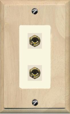 RiteAV 2 Port Banana Jack Plug (1 Speaker) Wall Plate - 1 Gang Wood/Light-Almond