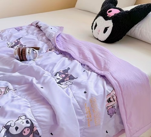 Kuromi Sanrio Sommer Steppdecke Decke 110x150cm Bett Sofa Büro Geschenk