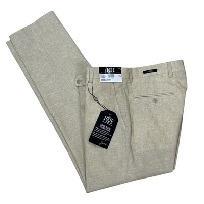Joseph Abboud JOE Mens Linen Blend Dress Pants 32x30 Tan Flat Front Hemmed  NEW! | eBay
