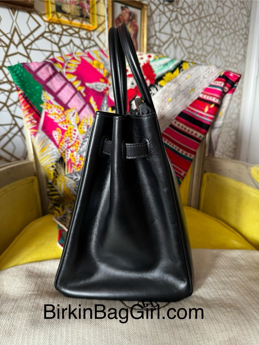 Hermes Birkin 35 Black Box Calf Palladium/Silver Hardware E Stamp