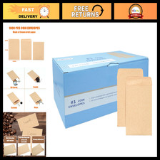 1000 Pcs Small Coin Envelopes 2.25" x 3.5" Gummed Flap Brown Kraft Mini Storage