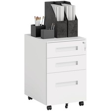 Vinsetto Lockable Mobile Filing Cabinet w/ 3 Drawers 39 x 48 x 60 cm Refurbished