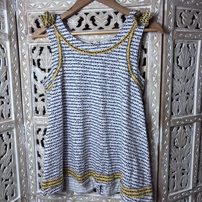 Marc by Marc Jacobs Yellow Blue Y2K AOP Graphic Tank w/Yellow Bows on Shoulder M
