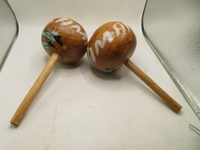Authentic Hand Painted Gourd Shakers 2 MARACAS, from Jamaica  9 INCHES