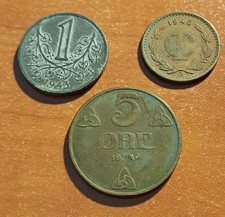 Lot of 3 bronze coins , Europe , years 1940 - 1945 