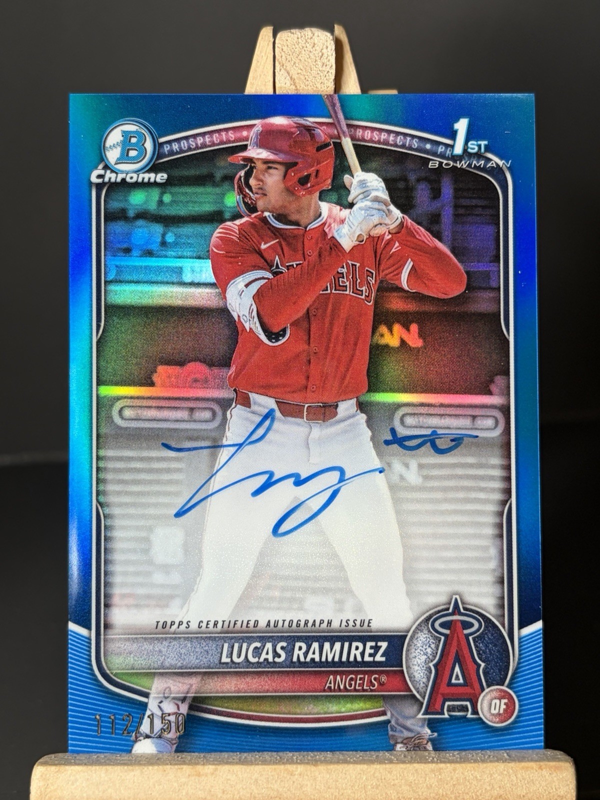 LUCAS RAMIREZ 2025 BOWMAN CHROME 1ST BLUE REFRACTOR ANGELS AUTO /150 Q3948