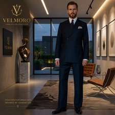 Men  s Double Breasted Navy Suit  Luxury Tailored Formal Suit  Modern Classic W