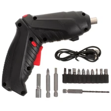 1set Cordless Rechargeable Screwdriver with Led Light Compact Electric Drill ...