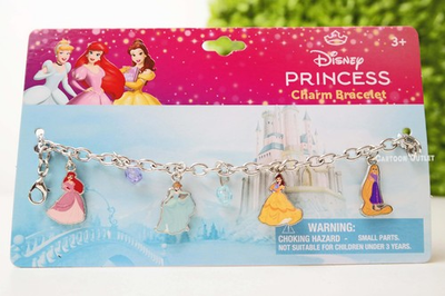 #ad Disney Princess Charm Bracelet Girls Metal Birthday Gift Cinderella Belle Ariel $9.99