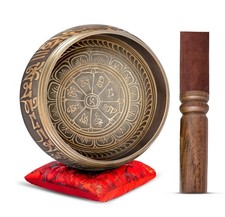 Tibetan Singing Bowl Set Authentic Handmade in Nepal Sound Meditation Bow...