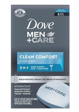 Dove Men+Care Body Soap and Face Bar Clean Comfort 3.75oz 6 bar Each