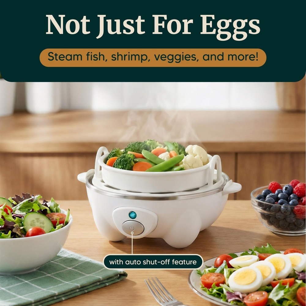 Rapid Egg Cooker: 7-Egg Capacity, Easy Clean, BPA-Free for Healthy Breakfasts