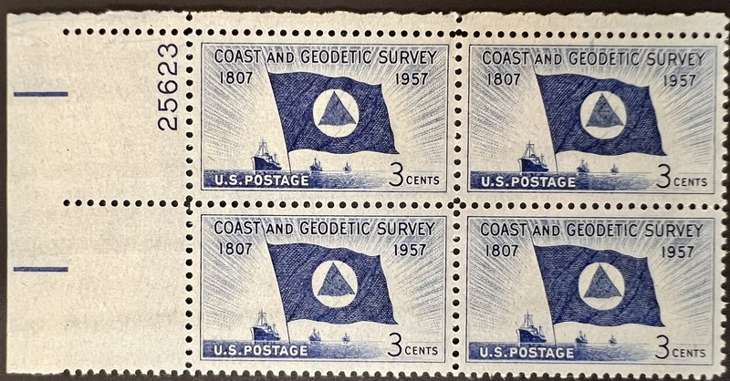 US Plate Block of 4 1957 Coast and Geodetic Survey #25623 Scott 1088 MNH