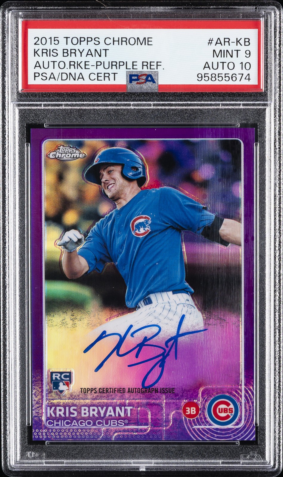 2015 TOPPS CHROME AUTO ROOKIES #AR-KB KRIS BRYANT 190/250 PSA 9 AUTO 10