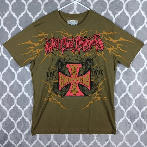 West Coast Choppers Shirt Mens XL Olive Green Graphic Tee Jesse James LBC ATX - product listing photo