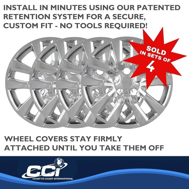 New Wheel Covers Hubcaps Fits 2013-2018 Nissan Altima, 16 Inch; 10 Spoke; Chrome - Изображение 3 из 3