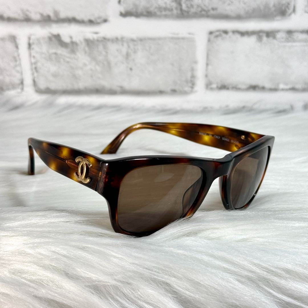 CHANEL 04262 91235 Sunglasses Brown Frame Coco Mark