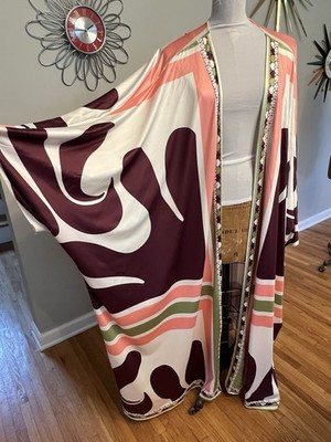NEW Cutely Covered Womens 2X Open Caftan Kimono Robe Mod Leisure Resort Cruise