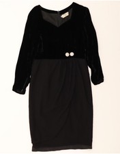 VALENTINO Womens Long Sleeve Sheath Dress IT 44 Medium Black Cupro BB05