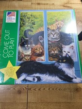 Vintage 1996 Cat Puzzle Large 550Pc COME OUT TO PLAY Great American Puzzle