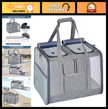 Large Soft-Sided Cat Carrier for 2 Cats  Small Dogs, Dual Compartment Travel Ba
