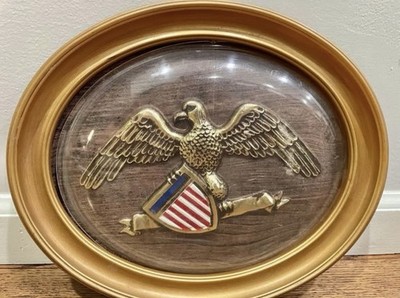 Vintage American Eagle USA Oval Plastic Picture Decoration Convex