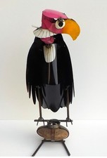 METAL ART TURKEY BUZZARD SCULPTURE 17"  TALL VULTURE ANIMAL WEIGHTED BASE