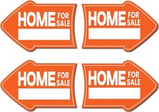 Pack of 4 Home for Sale Sign with Stakes - 12x8 inch Double Sided 8x12 inches