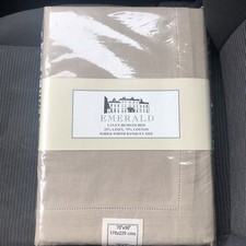 Emerald Tablecloth TAUPE Linen Cotton Hemstitched Banquet 70 x 90 Oblong