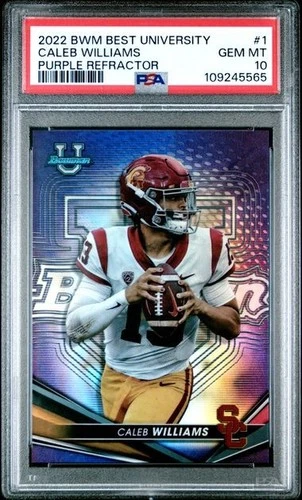 PSA 10 - 2022 Bowman's Best University CALEB WILLIAMS RC Purple 13/250 Jersey #