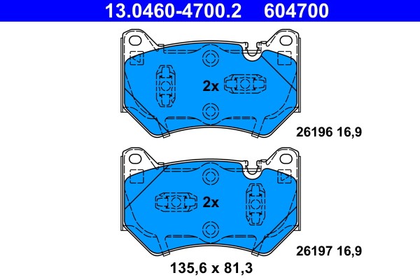 13.0460-4700.2 ATE brake pad set, disc brake for Audi