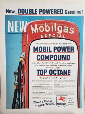 Mobilgas Socony Gas Print Ad 1954 Ephemera Wall Art Decor Top Octane