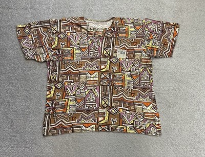 THINK PINK Herren Vintage T Shirt Gr M Designer Muster Tribal Print Bunt 29111