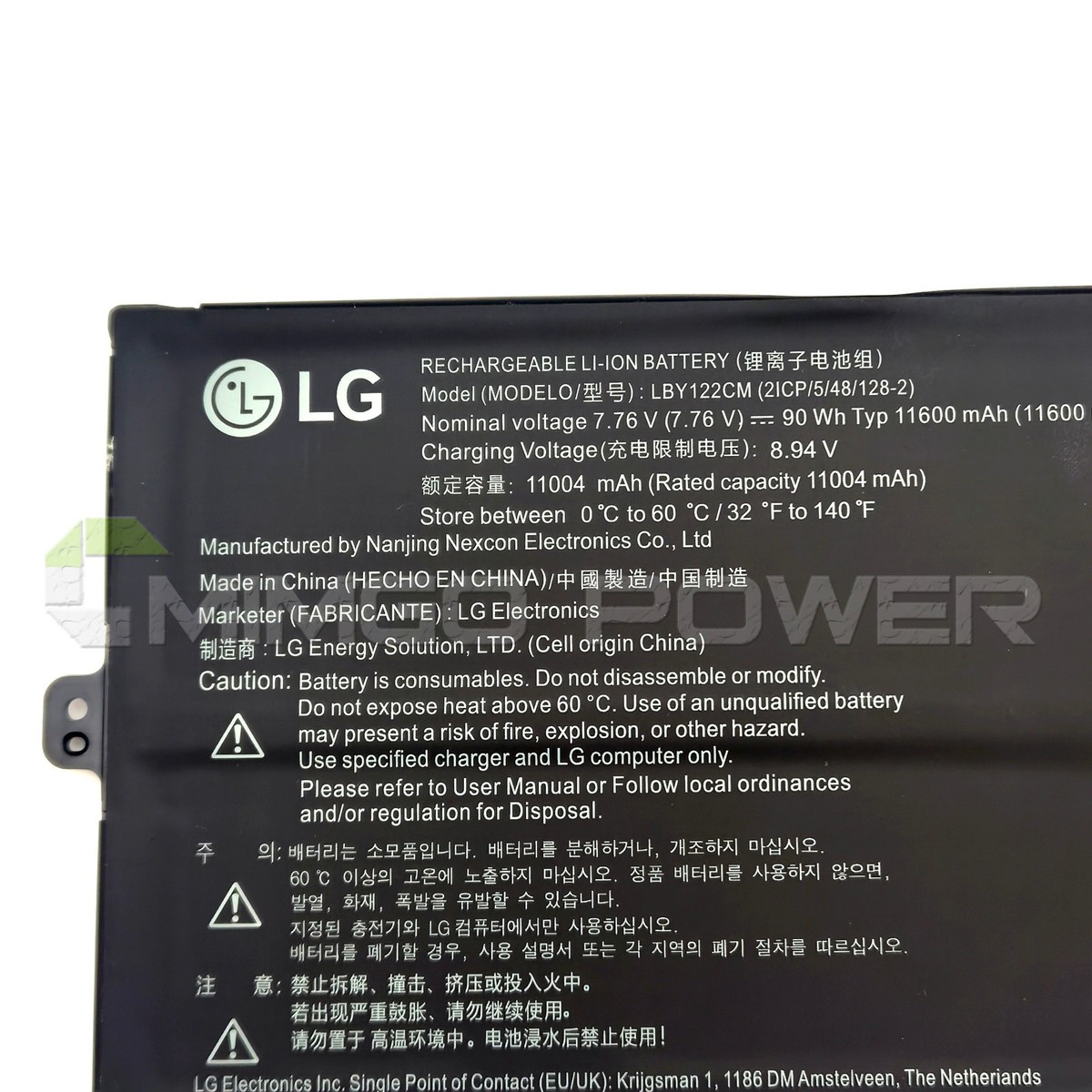 New Genuine LBY122CM 90Wh Battery for LG Gram 16Z90R 17Z90Q-R
